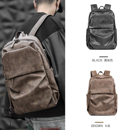 Top PU Leather Men's Backpack, New Large Capacity Travel Bag School Rucksack