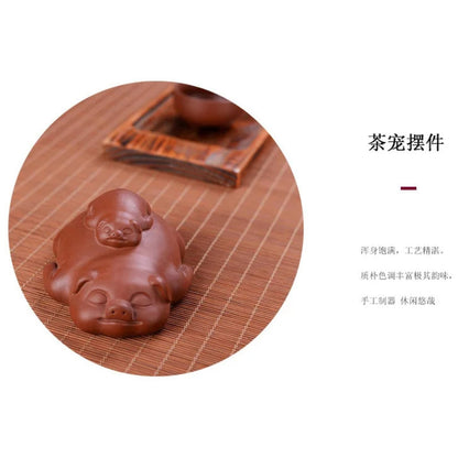 Pig Red Clay Tea Pet Tea Brewing Ritual 10.3cm 4.1in Tea Tray Decor Tea Play