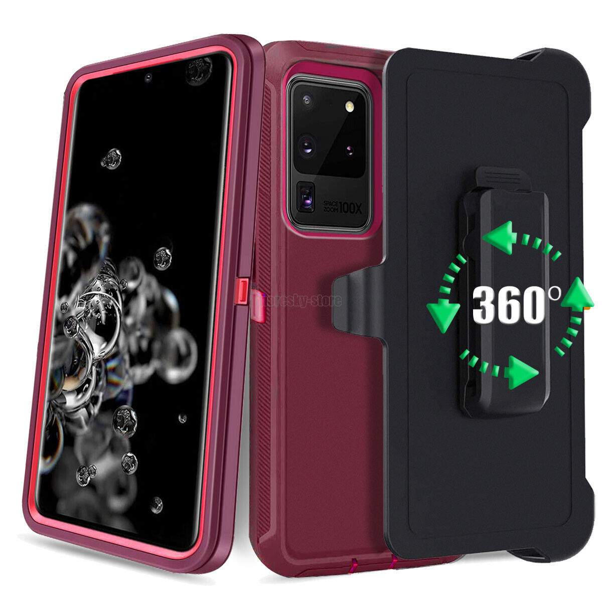 For Samsung Galaxy S20 Ultra/+/FE Hybrid Rugged Case Cover + Holster Belt Clip - Thumbnail 5