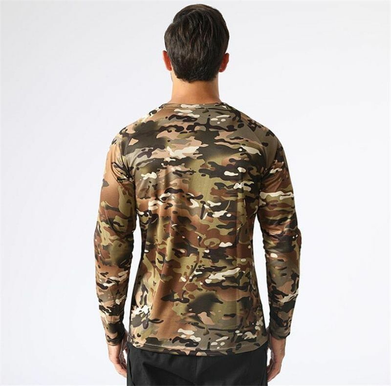 Tactical Camouflage T-Shirt Breathable Long Sleeve Outdoor Sport Hunting Camping