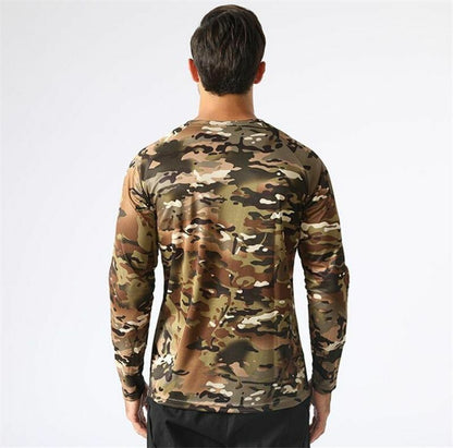 Tactical Camouflage T-Shirt Breathable Long Sleeve Outdoor Sport Hunting Camping