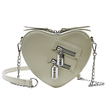 Gothic Heart Shape Crossbody Chain Bag Shoulder Purse Handbag Wallet Polyester