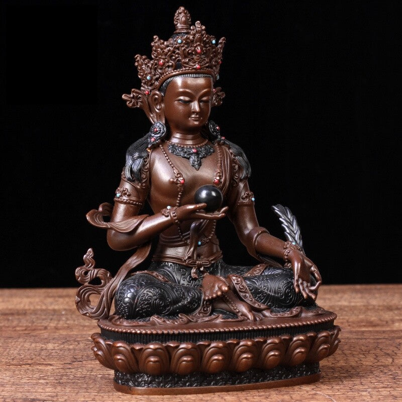 6.5" Brass Ksitigarbha Bodhisattva Statue Buddhism Decor