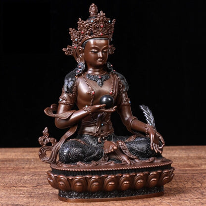 6.5" Brass Ksitigarbha Bodhisattva Statue Buddhism Decor