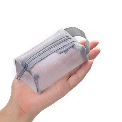 Nylon Small Square Mesh Makeup Case Three-dimensional Coin Purse Holder Bags 1PC