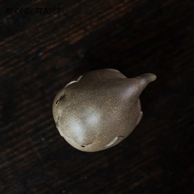 Yixing Purple Clay Tea Pet Pufferfish Statue Ornaments Handmade Tea Figurine