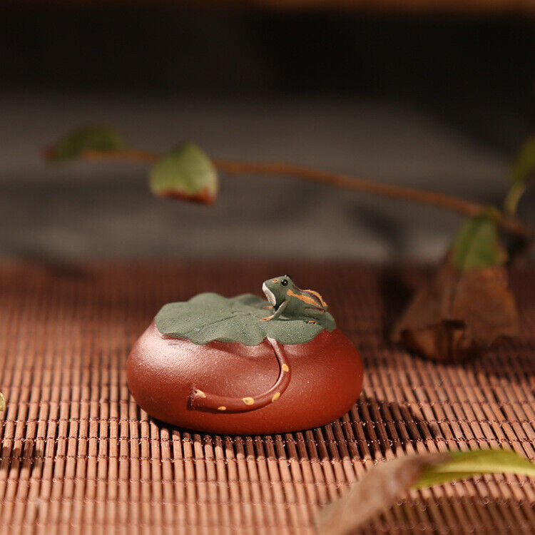One Handmade Artware Frog On Lotus Leaf Mini Zisha Tea Pet Creative Decoration