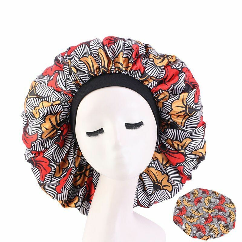 Sleep Night Cap Big Size Beauty Satin Silky Bonnet Head Cover Hat Curly Springy