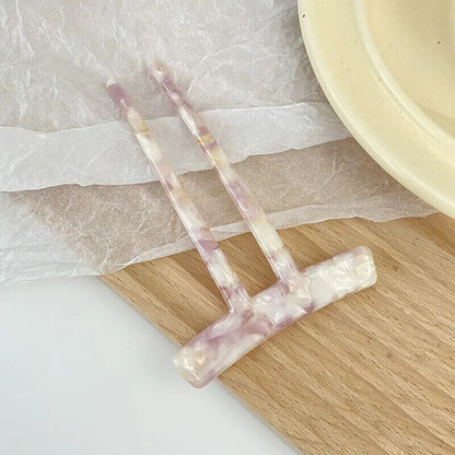 Women Hair Accessories Acetic Acid U-Shaped 2 Teeth Hairpin Fork Clips 9.6x6.6cm
