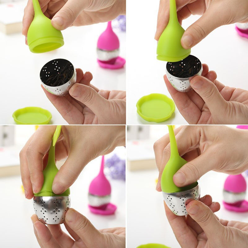 Tea Infusers Silicone Food-grade Stainless Steel Leaf Shape Tea Strainer Filter