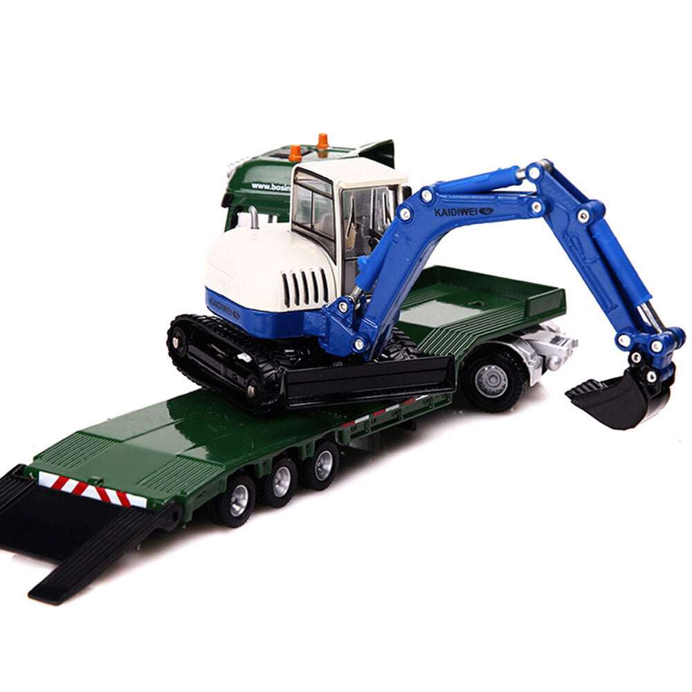 1:50 Flatbed Truck Toy with Excavator Loader Model Toy Car Diecast Toy Vehicle