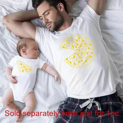 Matching Clothes Pizza T-shirts Cotton Family Father Mother Daughter Romper Baby