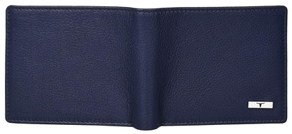 NEW BUE/GREY BI-FOLD LEATHER MEN'S WALLET RFID PROTECTION GIFT ITEM