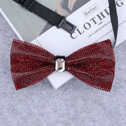 Men Rhinestone Bow Tie Shining Crystal Collar Bowtie Luxury Wedding Banquet Knot
