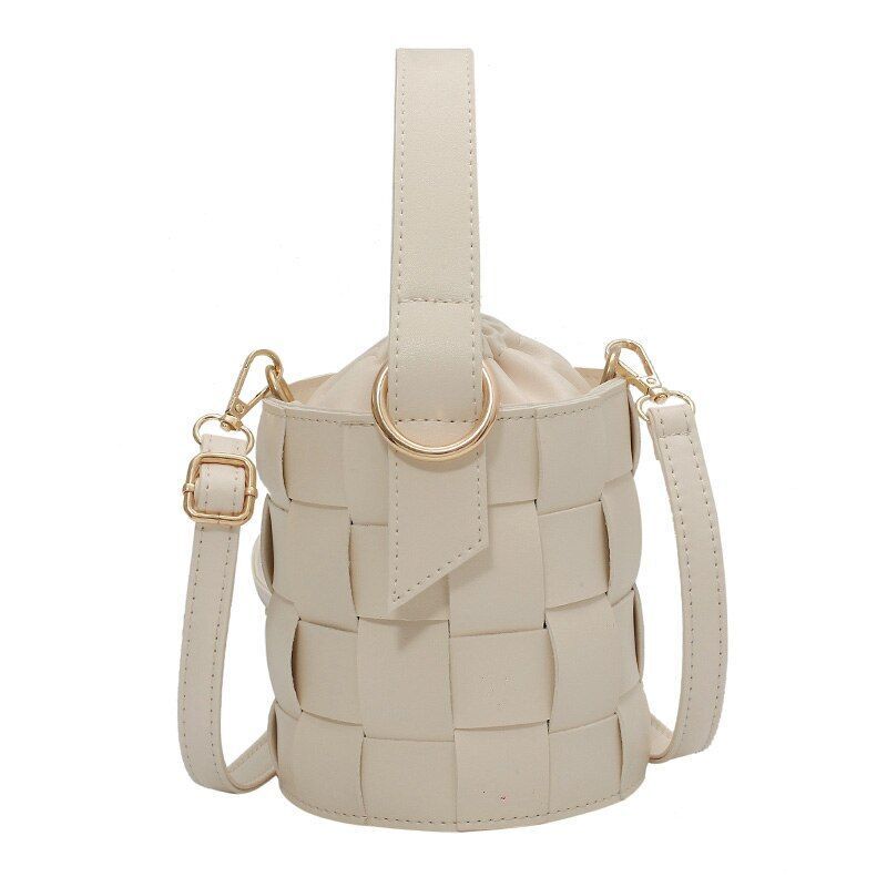 Drawstring Bucket Bag Pouch Shoulder Bag Synthetic Leather Crossbody 13*15*13 CM