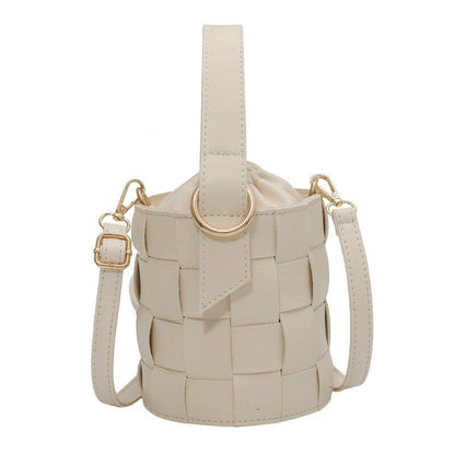 Drawstring Bucket Bag Pouch Shoulder Bag Synthetic Leather Crossbody 13*15*13 CM