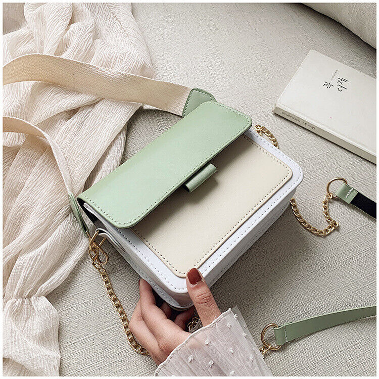 Fashion Simple Travel Handbag Female Contrast Color Leather Crossbody Bags Girls