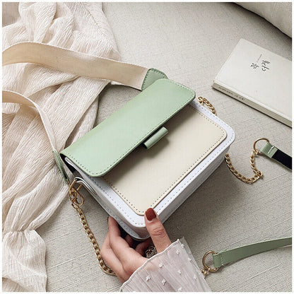 Fashion Simple Travel Handbag Female Contrast Color Leather Crossbody Bags Girls