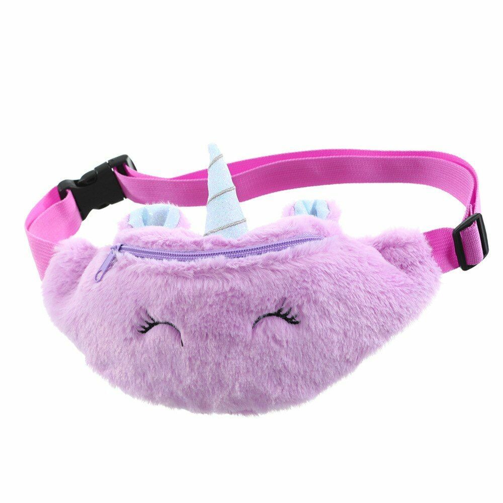 Children's Pack Unicorn Fanny Girls Waist Bag Plush Toy Belt Color Cartoon Purse