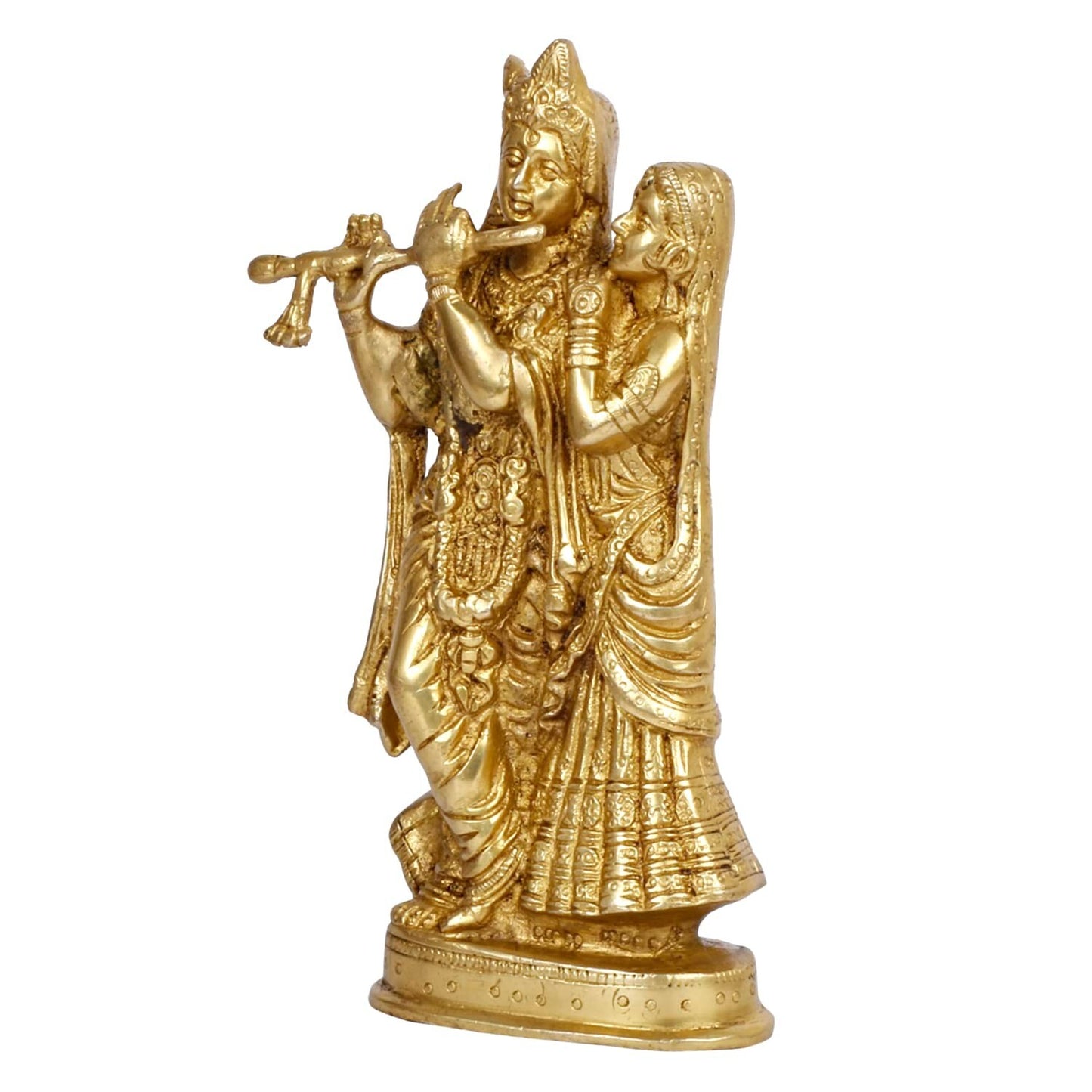 Hindu God Lord Brass Radha Krishna Statue Beautiful Divine Love Couple Sculpture