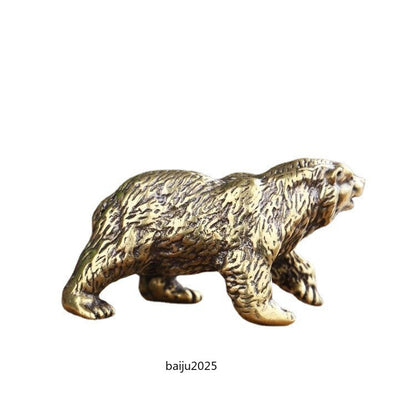 Solid Brass Bear Figurine Statue Animal Figurines Toys House Desktop Decoration