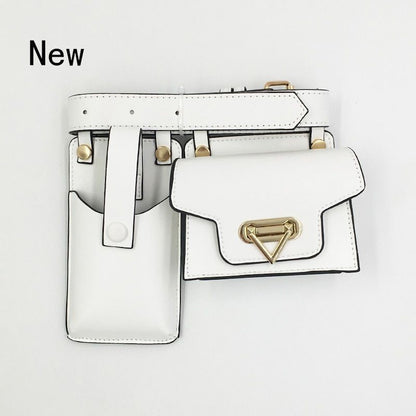 2 PCS Women Belt Bag Leather Flap Fanny Pack Shoulder Crossbody Chest Bag Purse