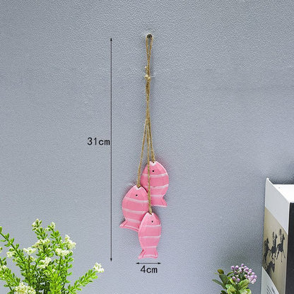 Hanging Decor Wooden Mediterranean Starfish Scallop Fish Pendants Home Ornaments