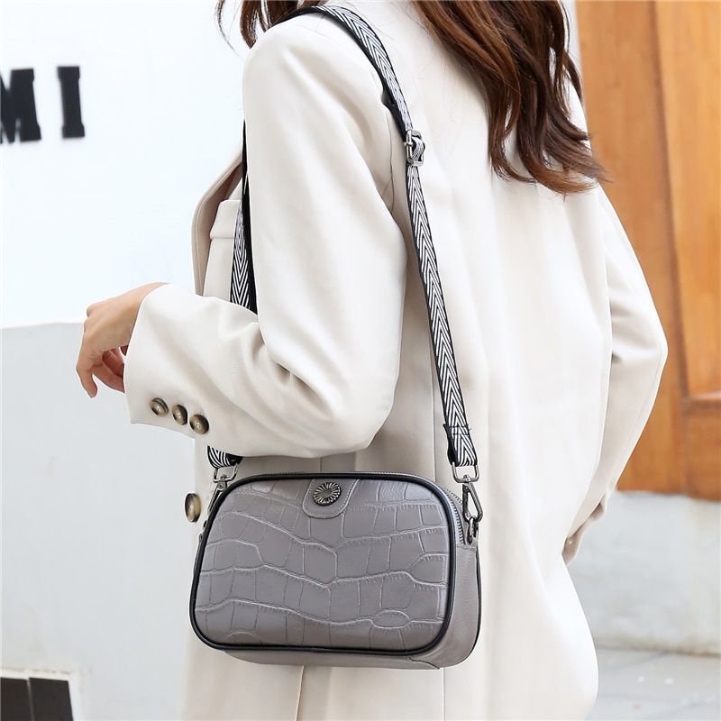 Soft Cowhide Messenger Bag Genuine Leather Shoulder Bag Luxury Handbag Polyester