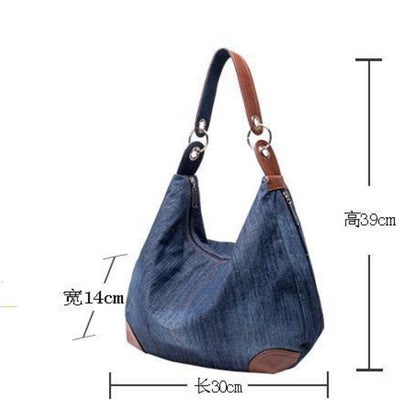 Bags Denim Handbag Large Shoulder Bags Blue Jeans Tote Purse Vintage 25*16*8 CM