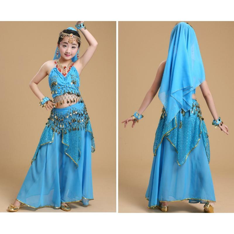 Girls Belly Dance Costume Skirt Outfit Kids Performance Clothing +Accessories