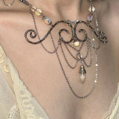 Vintage Handmade Mermaid Tear Choker Necklace Dark Wasteland Style