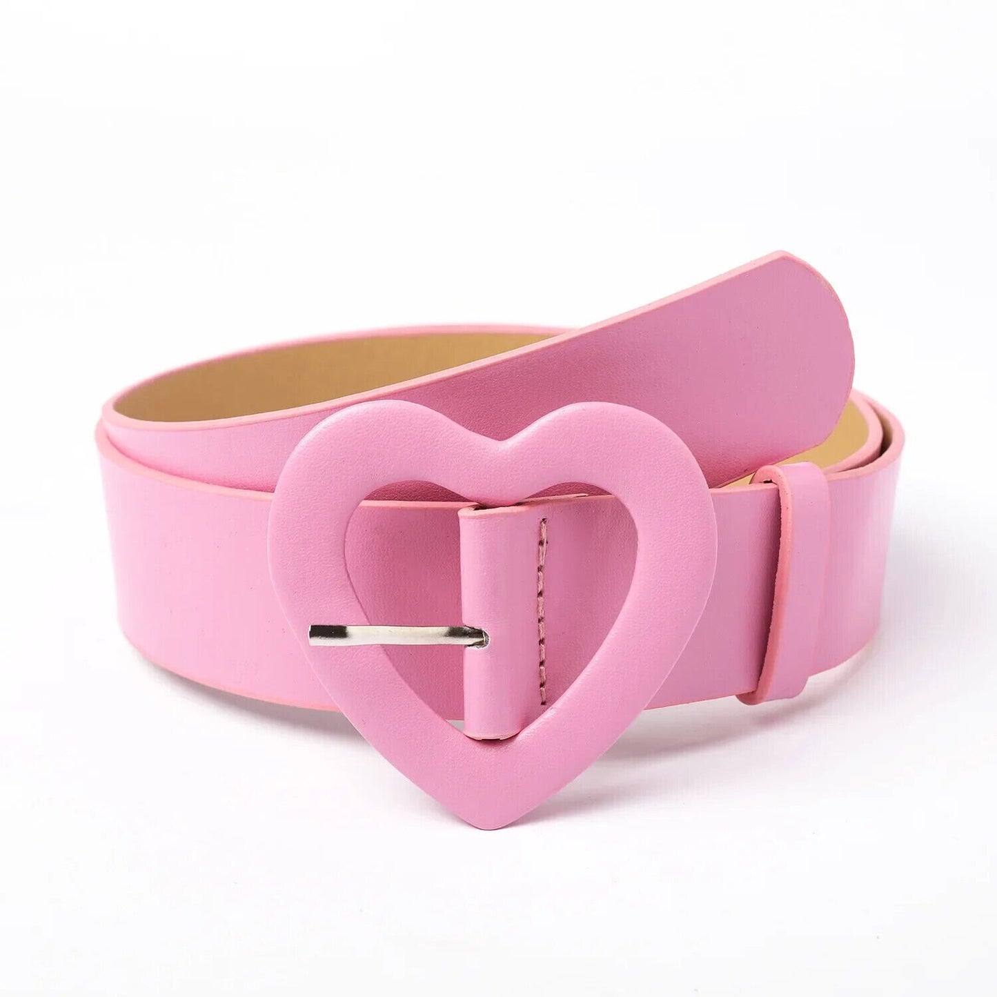 Women Belts Wide Leather Heart Buckle Button Decoration Skirt Fashion Waistbands