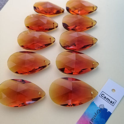 10pcs 38mm Amber Teardrop Chandelier Crystal Prisms Suncatchers Hanging Pendant