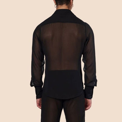 Summer Thin and Transparent Men's Shirt Breathable Casual Top Performance Suit