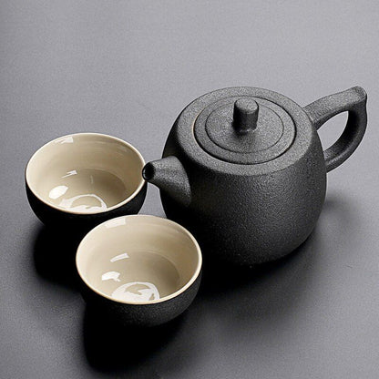 Solid Drinkware Ceramic Teapots Traditional Japanese Style Black Crockery Teacup