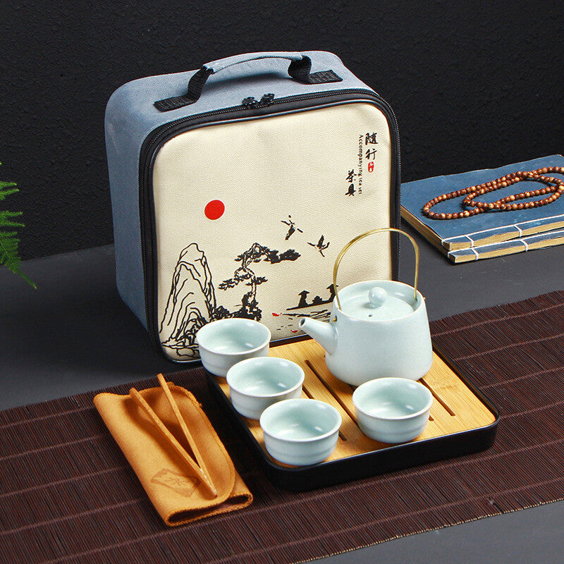 Sold At A Loss Travel Tea Set With Portable Bag Porcelain Tea Set Towel Tool New