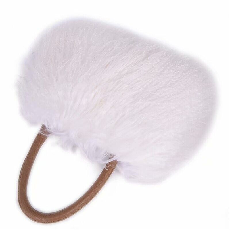 Women Real Mongolian Sheep Fur Handbags Ladies Casual Fluffy Fur Tote Bags