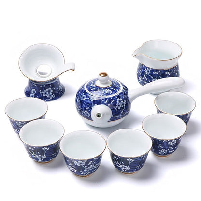 Complete Tea Set Blue-and-white Porcelain Tea Pot Gaiwan Matching Cup Filter Net