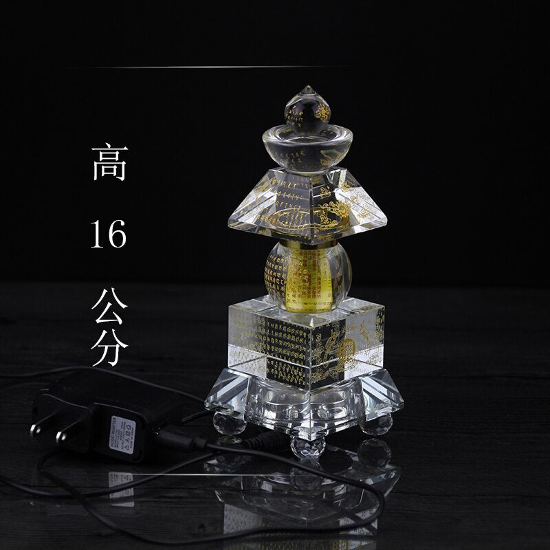5.1" Buddhism Stupa Pagoda Buddhist Talisman Crystal Buddha Dagoba Tower Statue