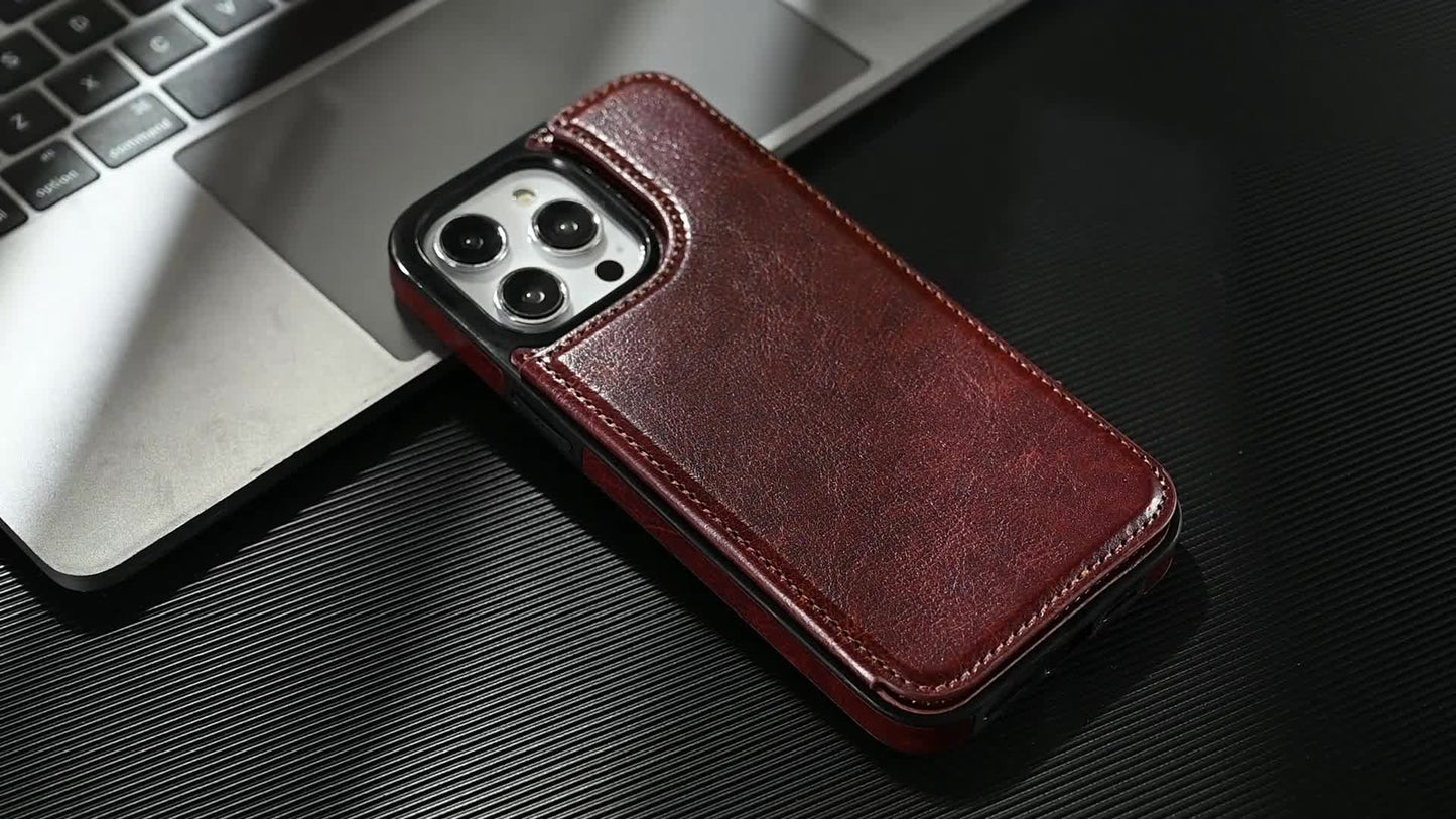 Wallet Case for iPhone 16 15 14 13 12 11 Pro Max XS XR SE with Screen Protector