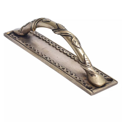 Set of 2 Antique Look Brass Dhokra Climber Plant With Leaf Door Handle