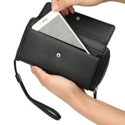 Long Leather Wallet Men Phone Clutch Bag Coin Purses Credit Card Zip Blocking