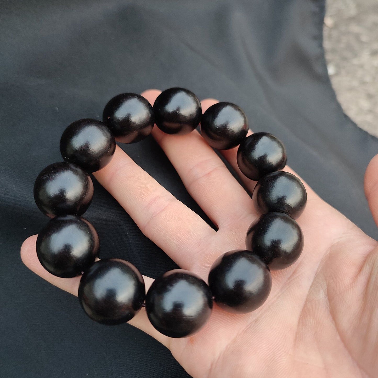 Black Buddhist Prayer Matching Mens Beaded Bracelets Anxiety Relief Wooden Gift