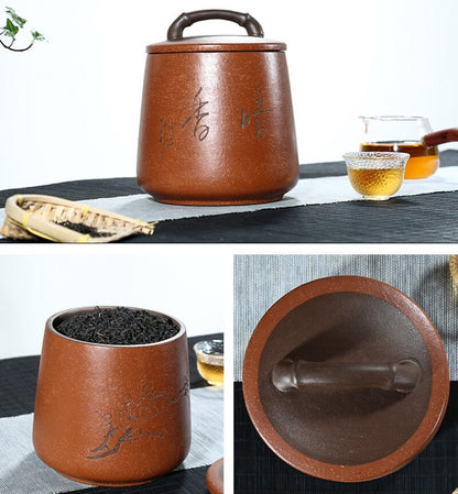 China Tea Caddy True Yixing Zisha Sealed Canister & Lid Handmade For Loose Tea