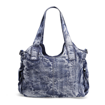Ladies Punk Rock Travel Denim Rivet Shoulder Handbag Messenger Denim Bag Fashion