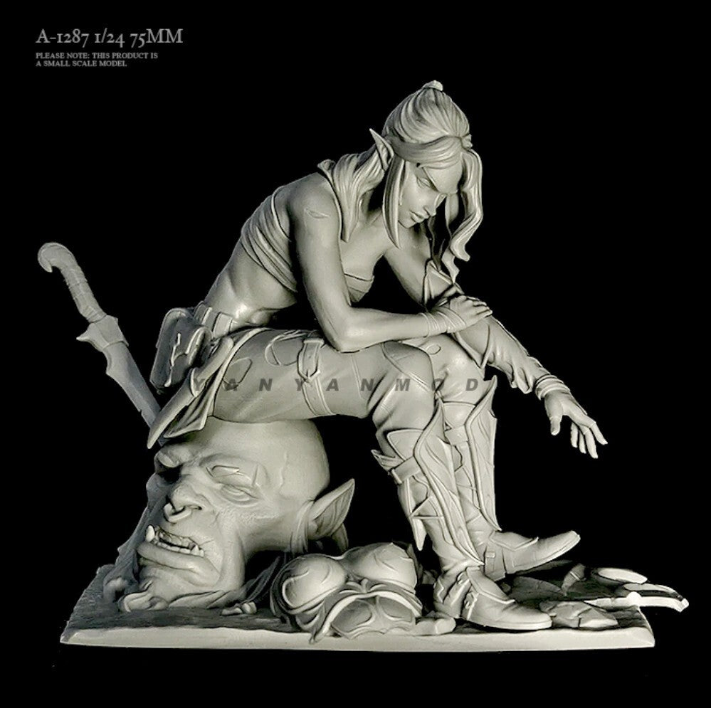 1:24 resin figure model Female Elf Demon Slaying Warrior Unassembled unpainted