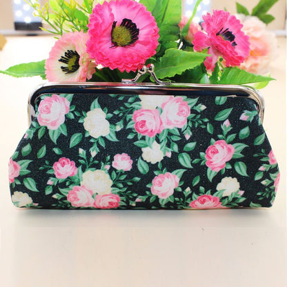 Flower Print Wallet Canvas Coin Purse Storage Cosmetic Bag Card Holder Vintage