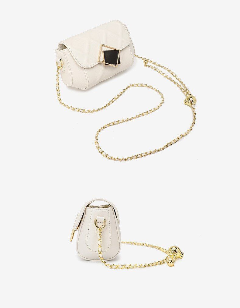 Cowhide Retro Single Chain Real Leather Bag Shoulder Messenger Small Golden Ball