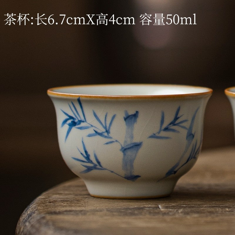 1pc Ru Kiln Teacup Master Cup Ceramic Tea Cup Kungfu Tea Set