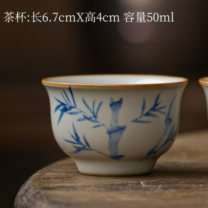 1pc Ru Kiln Teacup Master Cup Ceramic Tea Cup Kungfu Tea Set